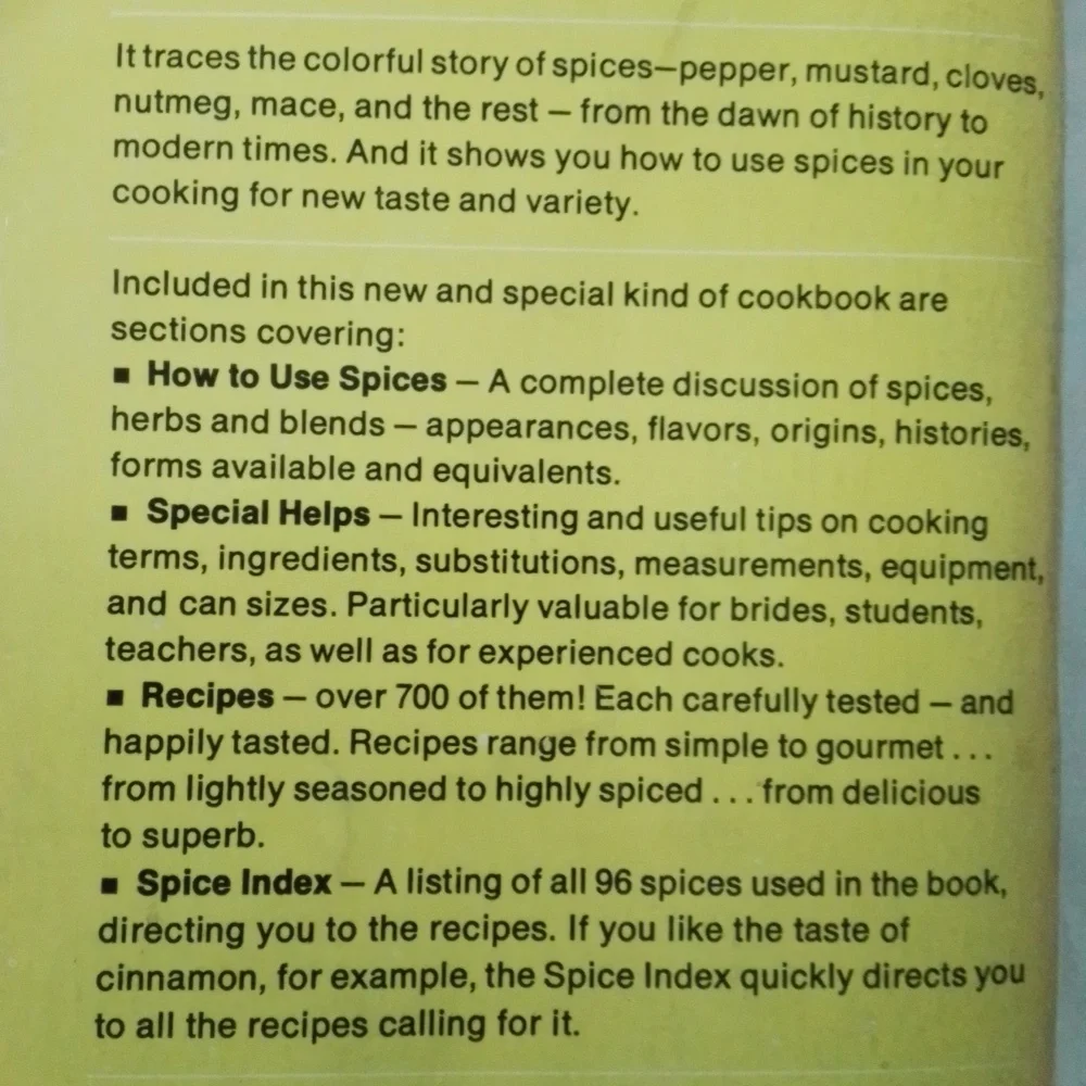 Vintage Spices of the World Cookbook by McCormick Paperback